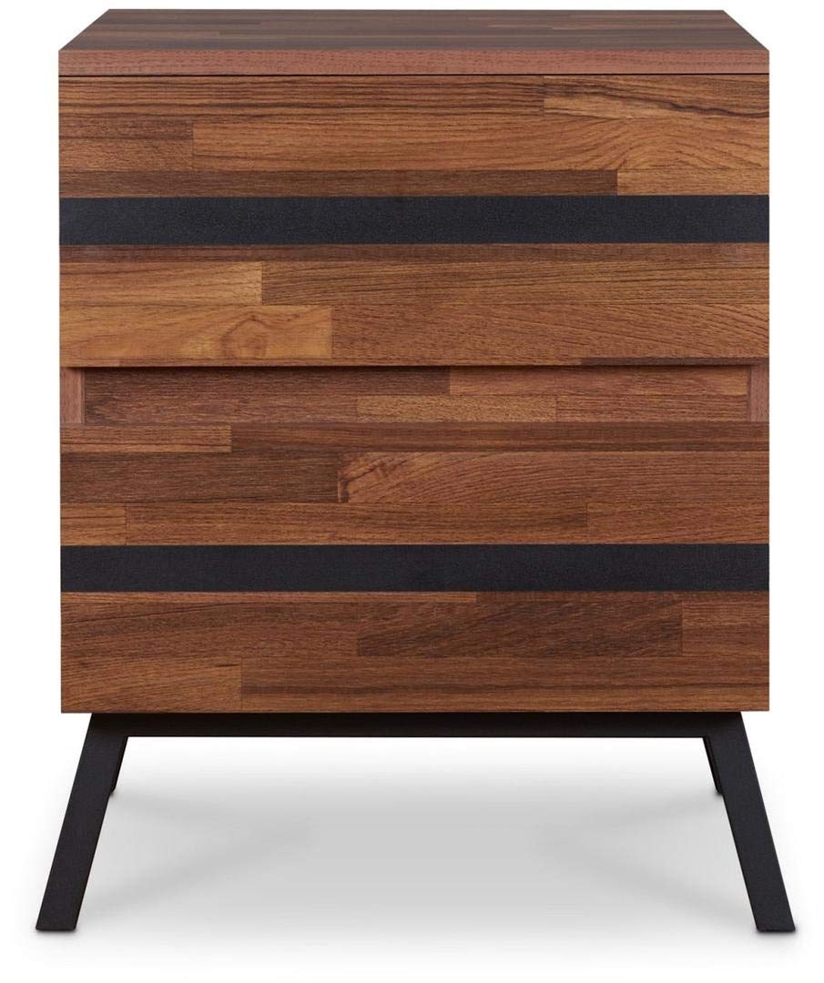 HomeRoots Particle Board, MDF, Meta 18 X 20 X 23 Walnut and Sandy Black Particle Board End Table