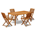 East West Furniture Cmcm5Cana Cameron 5 Piece Patio Bistro Dining Furniture Set Includes A Rectangle Outdoor Acacia Wood Table And 4 Folding Arm Chairs, 36X66 Inch, Natural Oil