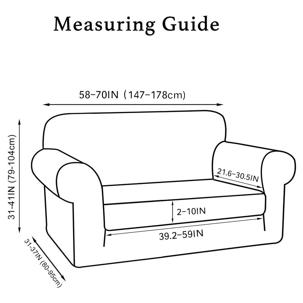 Turquoize Stretch Sofa Slipcover 2 Pieces Sofa Cover Couch Cover For 2 Cushion Couch Washable Furniture Protector Covers With Elastic Bottom Feature Thick Jacquard Fabric (Loveseat, Brown)