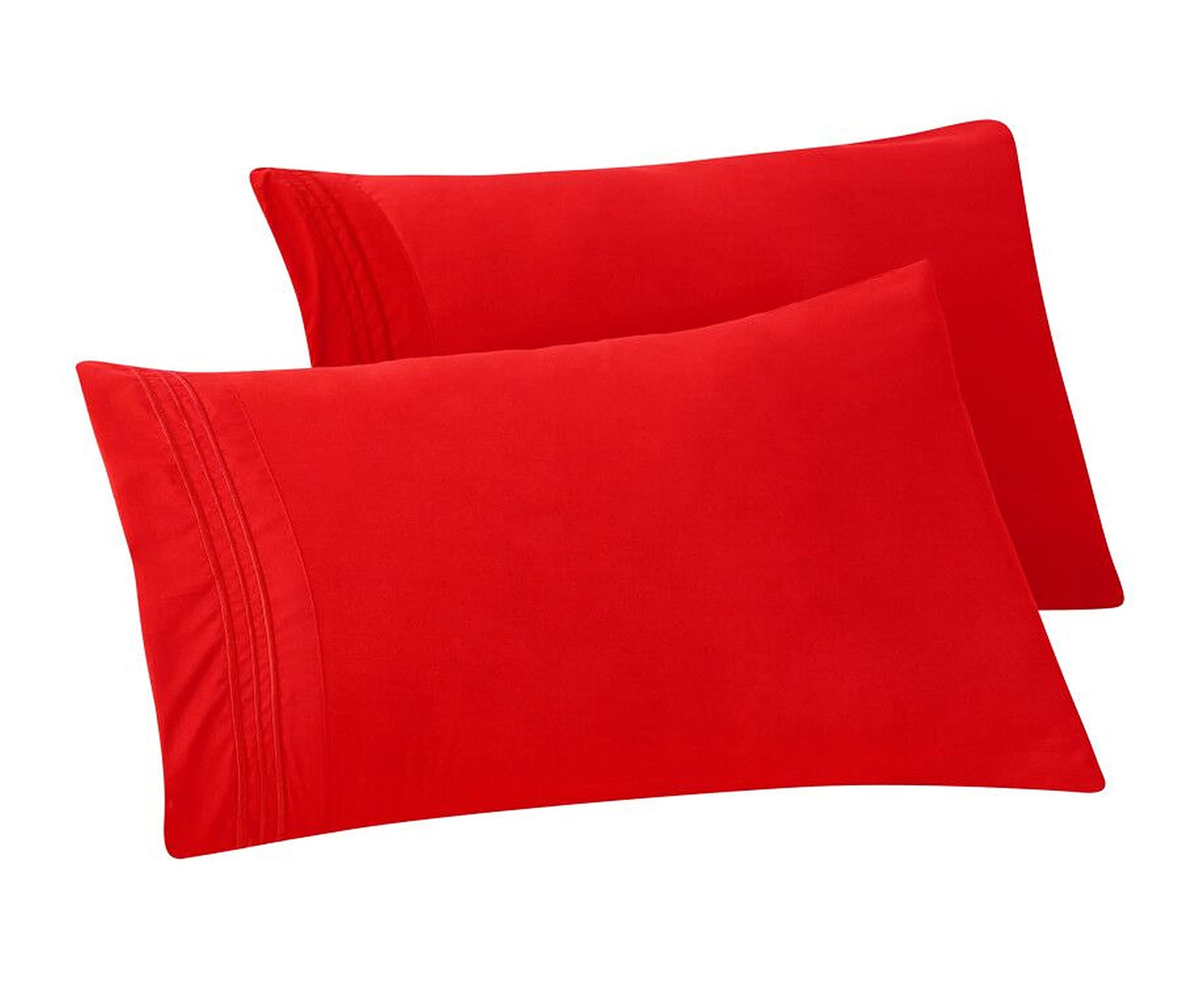 Elegant Comfort Solid Pillowcases 1500 Thread Count Egyptian Quality - Easy Care, Smooth Weave, Wrinkle And Stain Resistant, Easy Slip-On, 2-Piece Set, Standard/Queen Pillowcase, Red