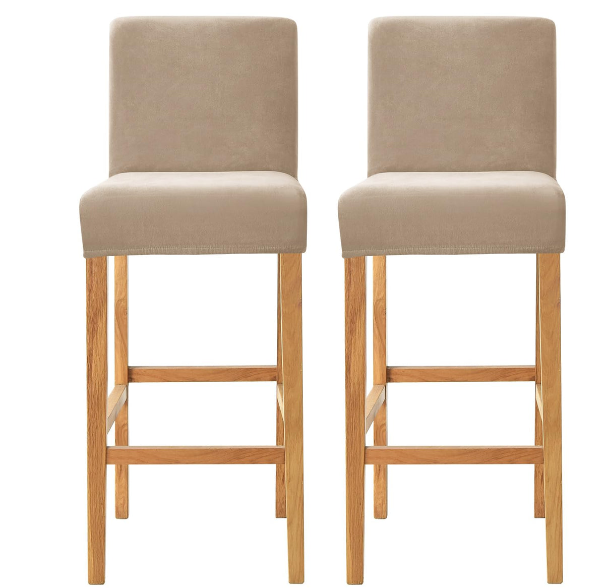 SONNACH Velvet Counter Stool Pub Chair Covers - Removable and Stretchable Slipcovers for a (2, Khaki)