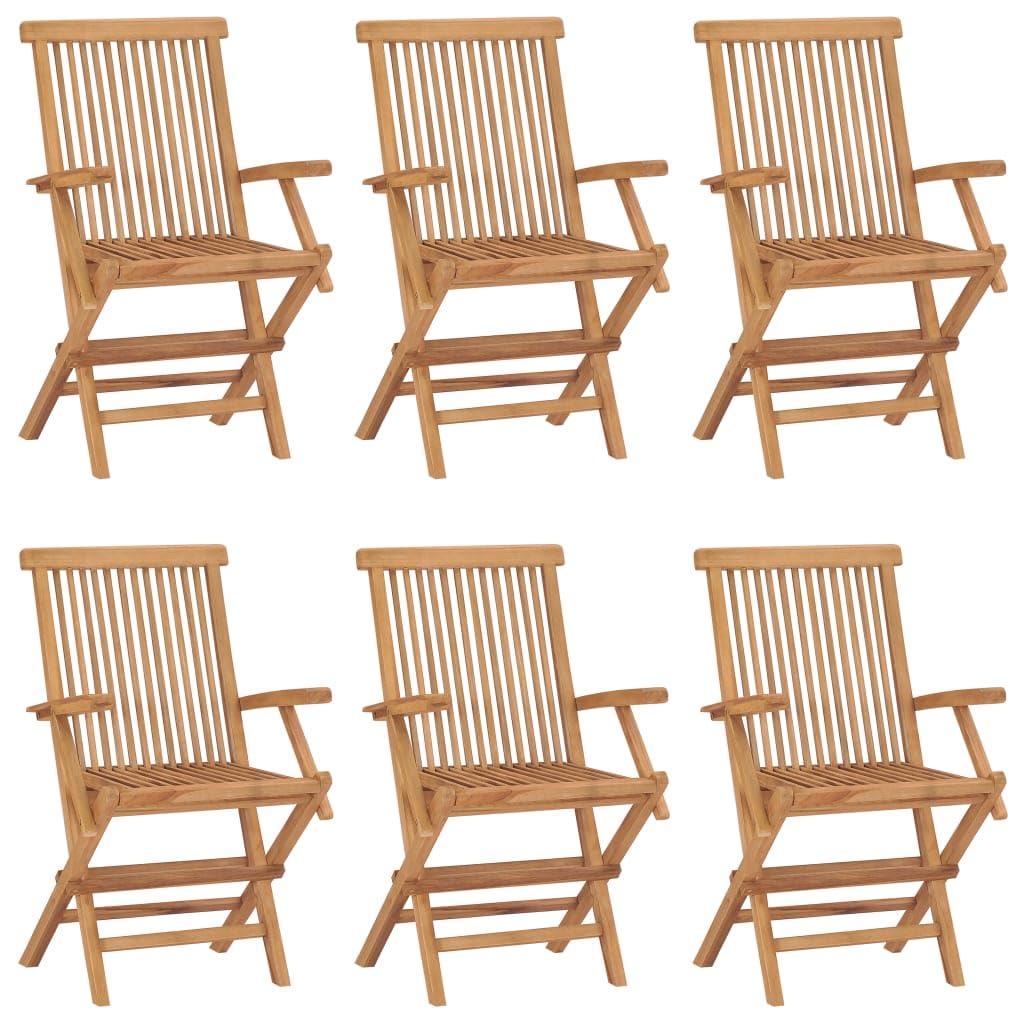 vidaXL Set of 6 Foldable Patio Chairs – Durable, Weather-Resistant Teak Wood, Smooth Sanded Finish, Convenient Storage – for Garden, Patio, Outdoor Furniture
