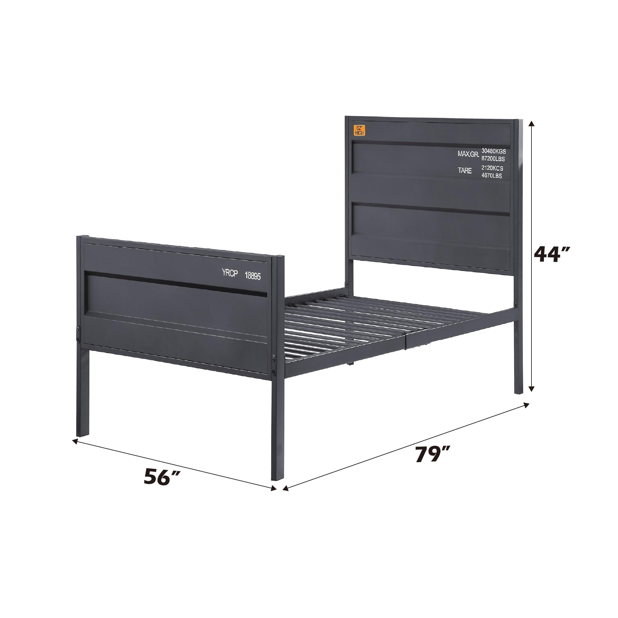 Acme Cargo Full Panel Kids Bed in Gunmetal