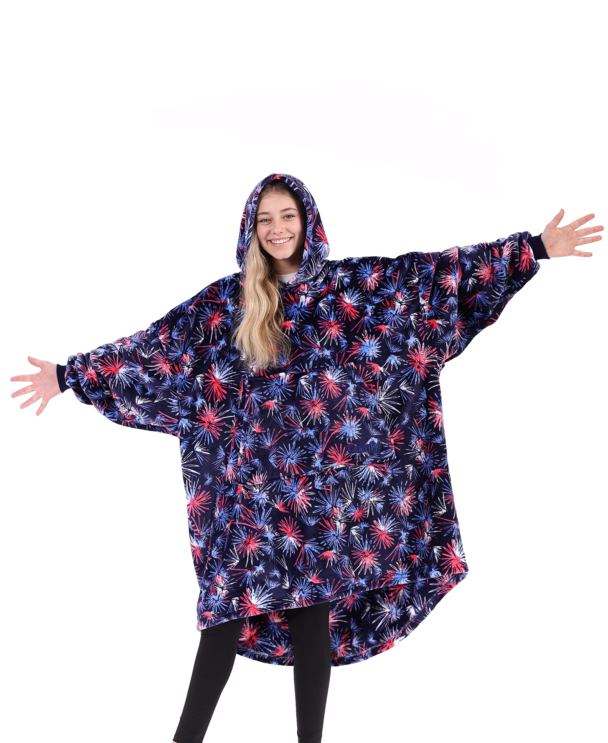 THE COMFY Dream Wearable Blanket Microfiber Fleece Fireworks Oversized