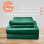 Elegant Comfort Luxurious 4-Piece Silky Satin Sheet Set, Skin And Hair Friendly, Wrinkle, Fade, Stain Resistant With Deep Pockets Fitted Sheet, Cooling Soft Satin Sheet Set, Full, Hunter Green