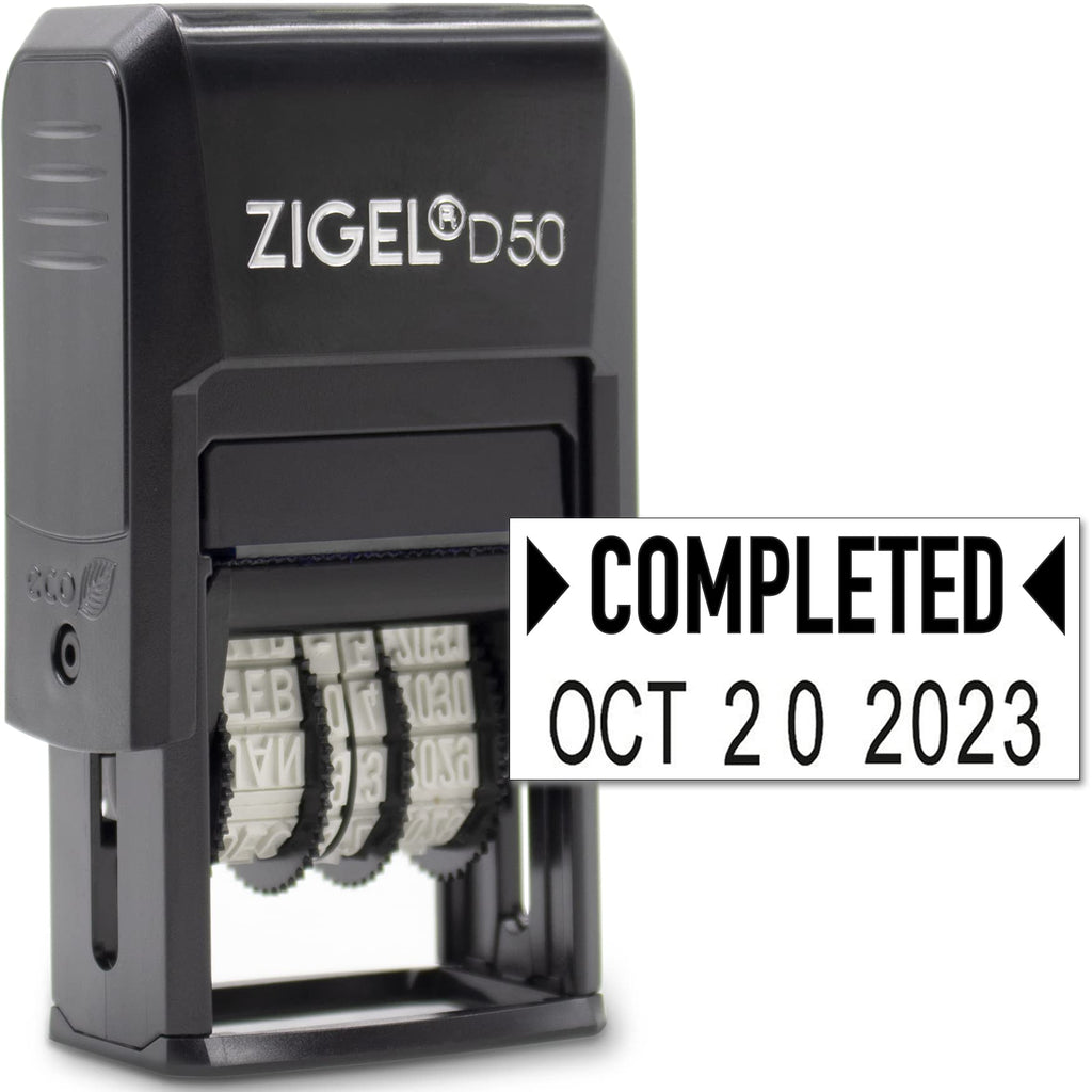 Zigel D50 Date Stamp With Your Custom Text - Self Inking Date Stamp - Black