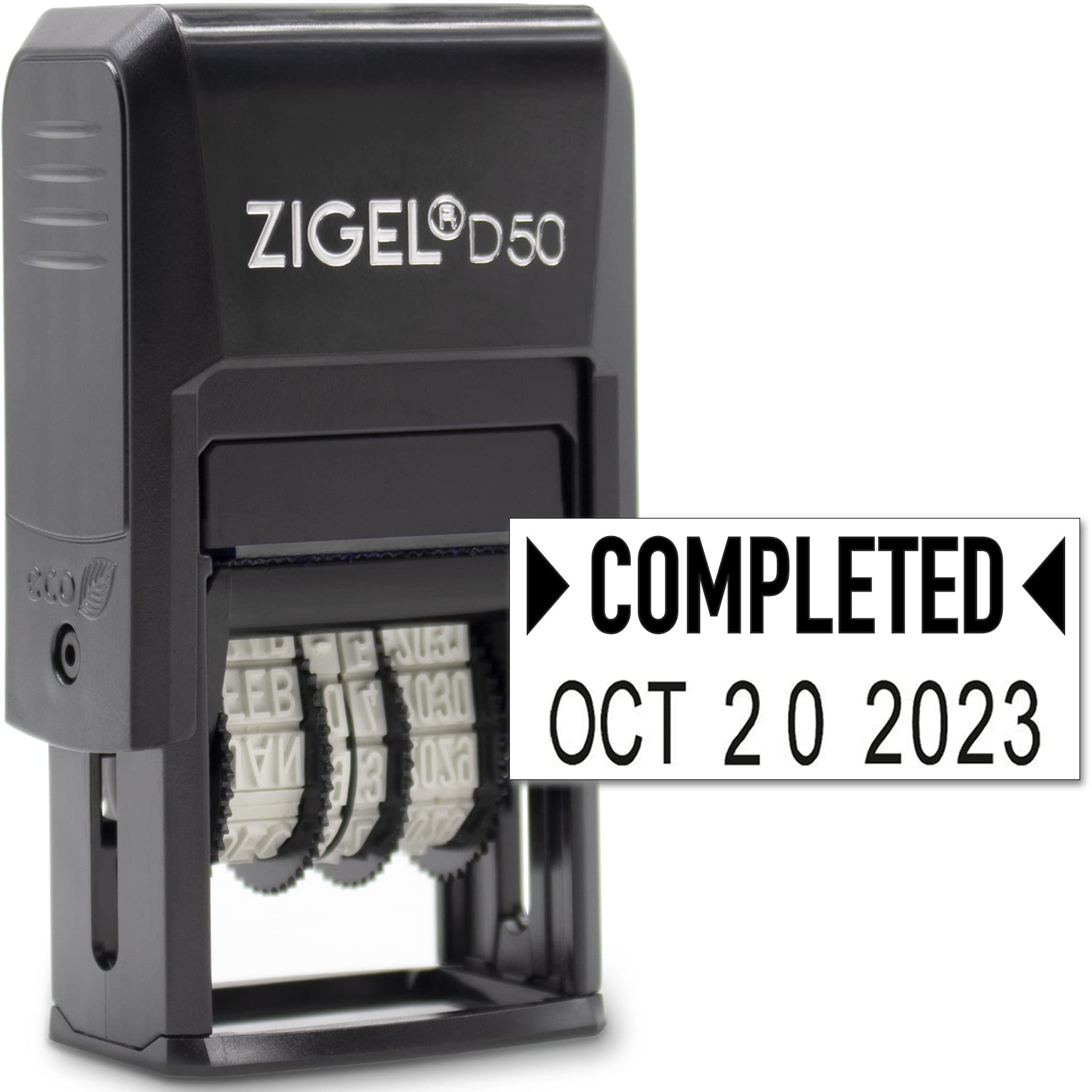 Zigel D50 Date Stamp With Your Custom Text - Self Inking Date Stamp - Black