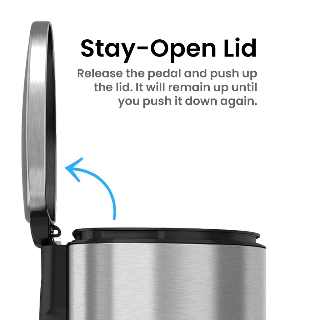 Itouchless Softstep 8 Gallon Stainless Steel With Deodorizer Filter System & Inner Bucket, 30 Liter Foot Pedal Garbage Bin For O