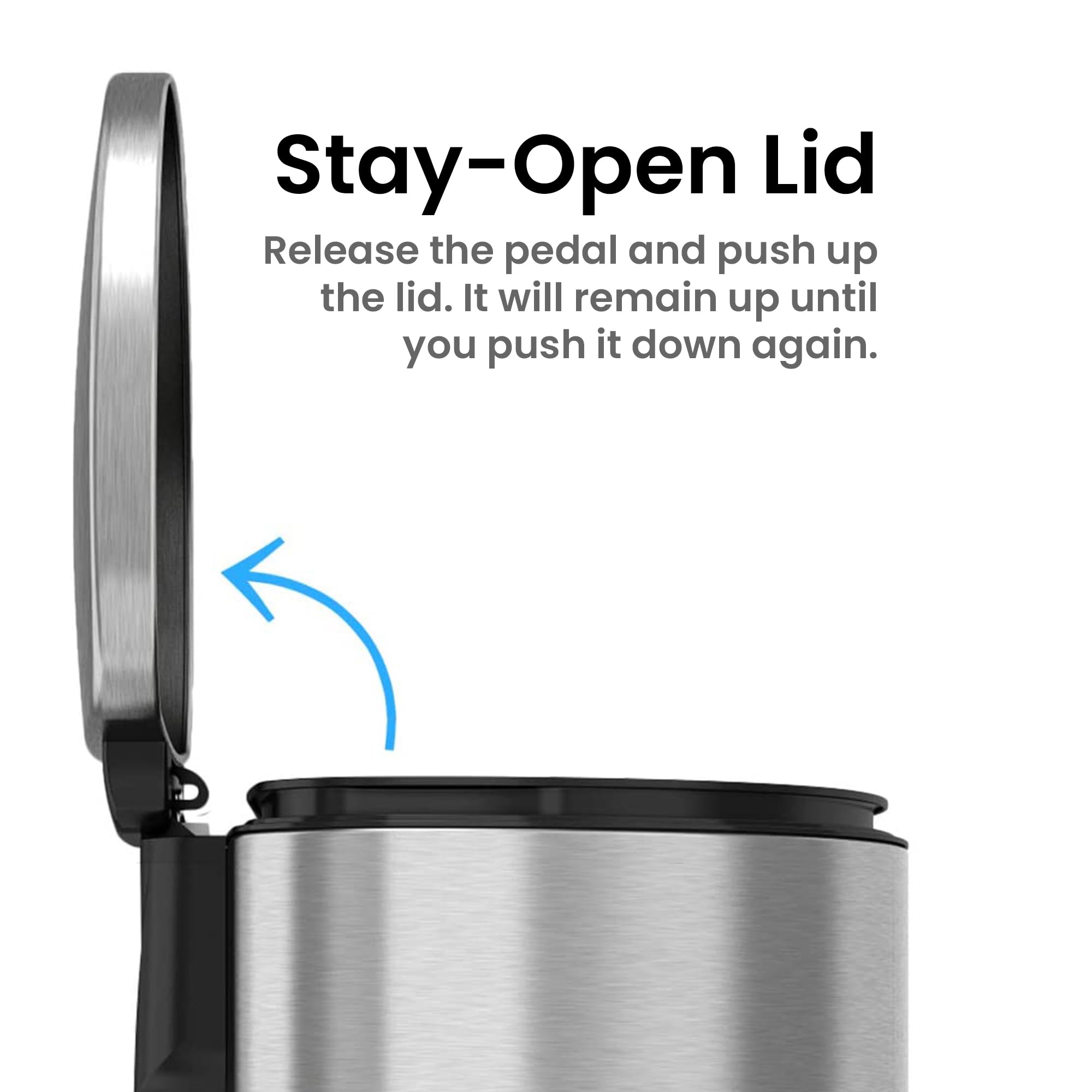 Itouchless Softstep 8 Gallon Stainless Steel With Deodorizer Filter System & Inner Bucket, 30 Liter Foot Pedal Garbage Bin For O