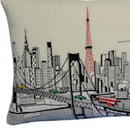 HomeRoots Cream 24' White Tokyo Daylight Skyline Lumbar Decorative Pillow