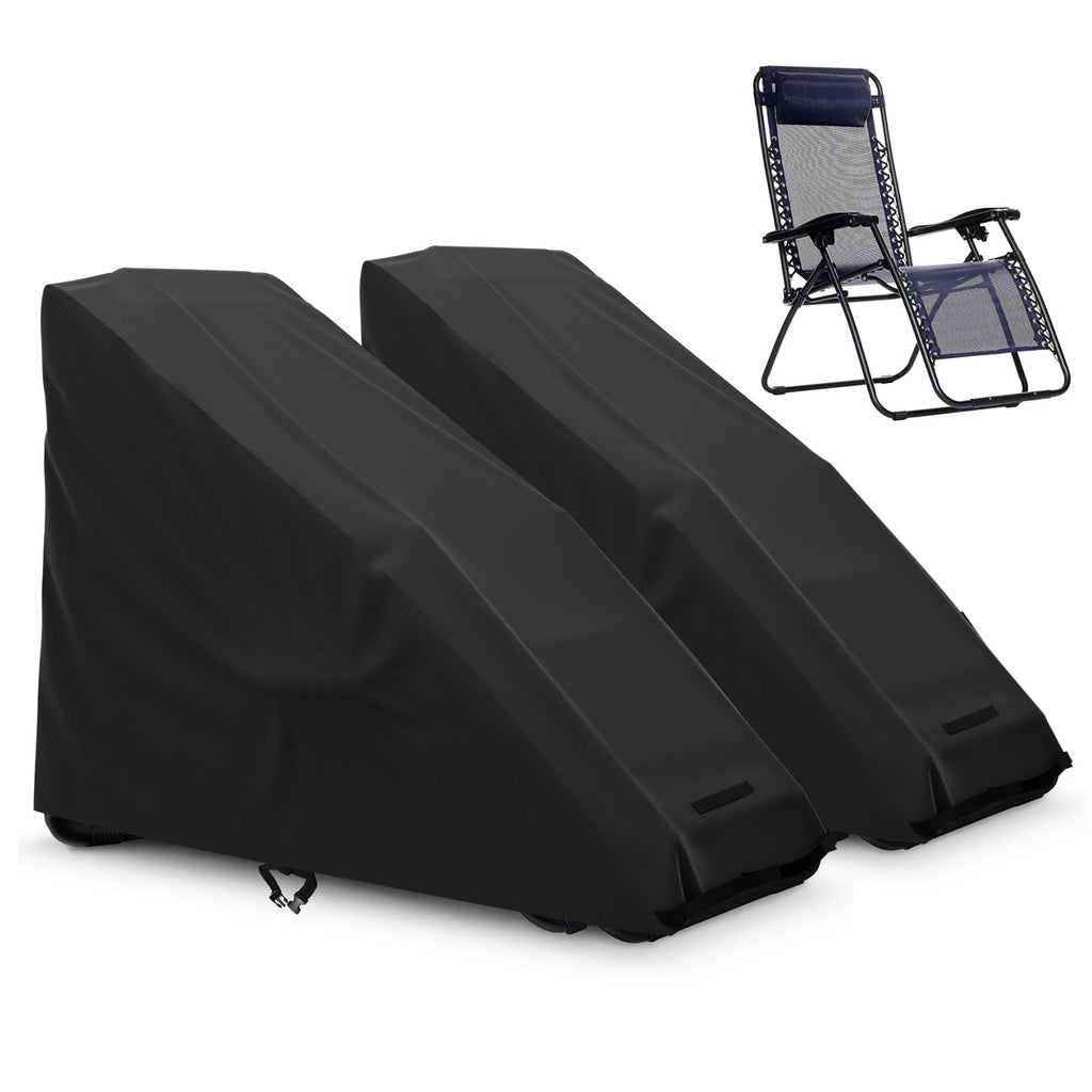 Akefit 2Pcs Zero Gravity Chair Cover Outdoor Folding Lawn Lounge Chair Covers Waterproof All Weather Dustproof Oxford Anti With Storage Bag Black, 29-Jp