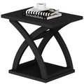 Choochoo End Side Table, Modern End Table With Storage Shelf, X-Design Side Table Living Room (Black)