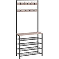 HOOBRO Hall Tree, Coat Rack with Shoe Rack, Hall Tree with Bench, 5 Tier Shoe Storage Organizer with 9 Hooks for Entryway, Close