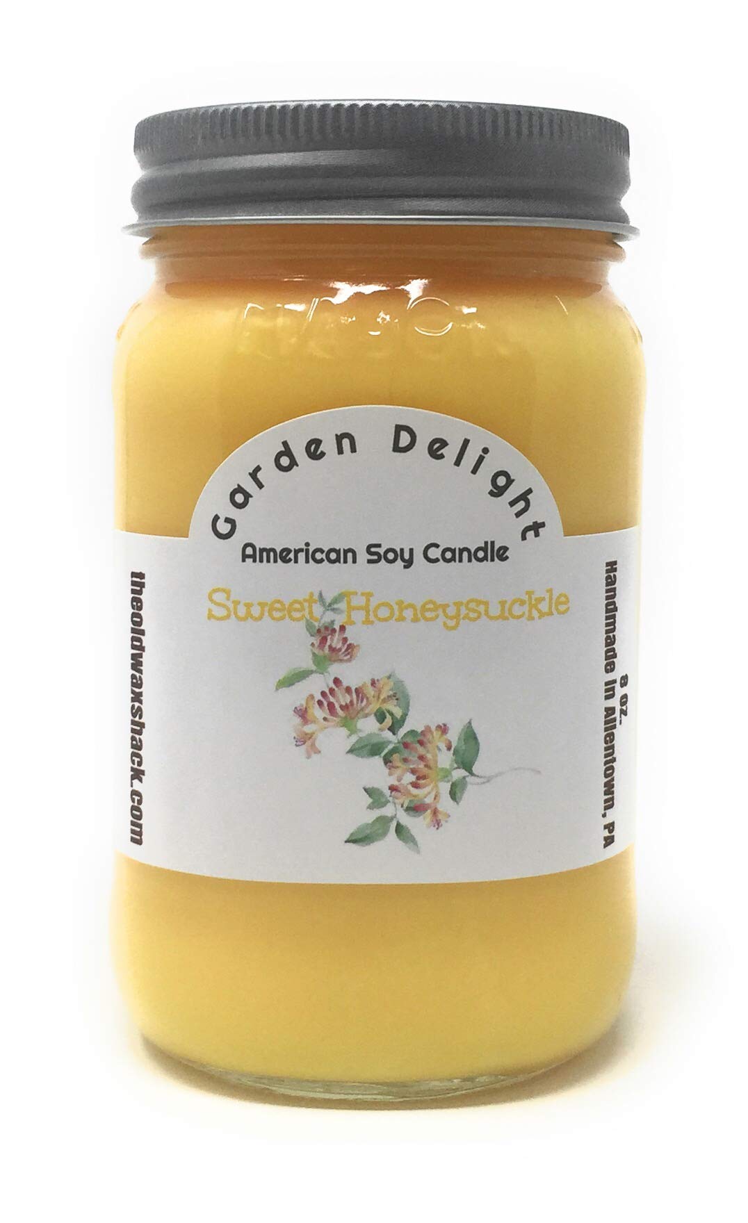 The Old Wax Shack Soy Candle - Honeysuckle - 16 Oz. Mason Jar