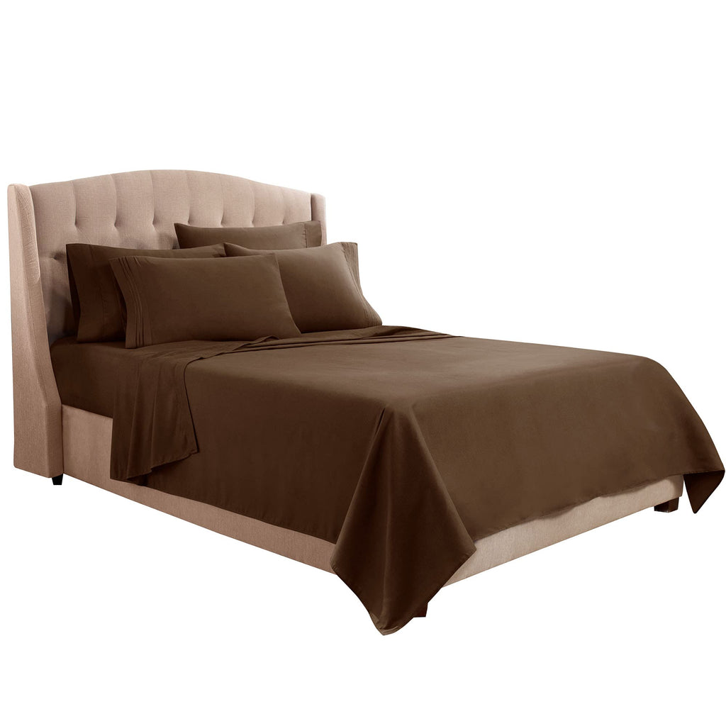Clara Clark Full Sheets, 6 Piece Set - Hotel Luxury Sheets For Full Size Bed, Super Soft Bedding Sheets & Pillowcases, Full Size Sheets, Chocolate Brown