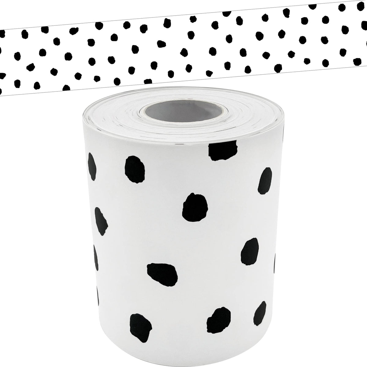 Teacher Created Resources Black Painted Dots On White Straight Rolled Border Trim (Tcr8910)