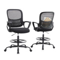 DUMOS Drafting Chair - Counter Height Adjustable Tall Office Desk Chair with Fixed Armrests and Comfortable Lumbar Support for S