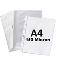 True-Ally 150 Micron A4 Waterproof Transparent Document Leaf/Sleeve Sheet Protector Pack of 50 Sheets Top Loading, Clear, Reinfo