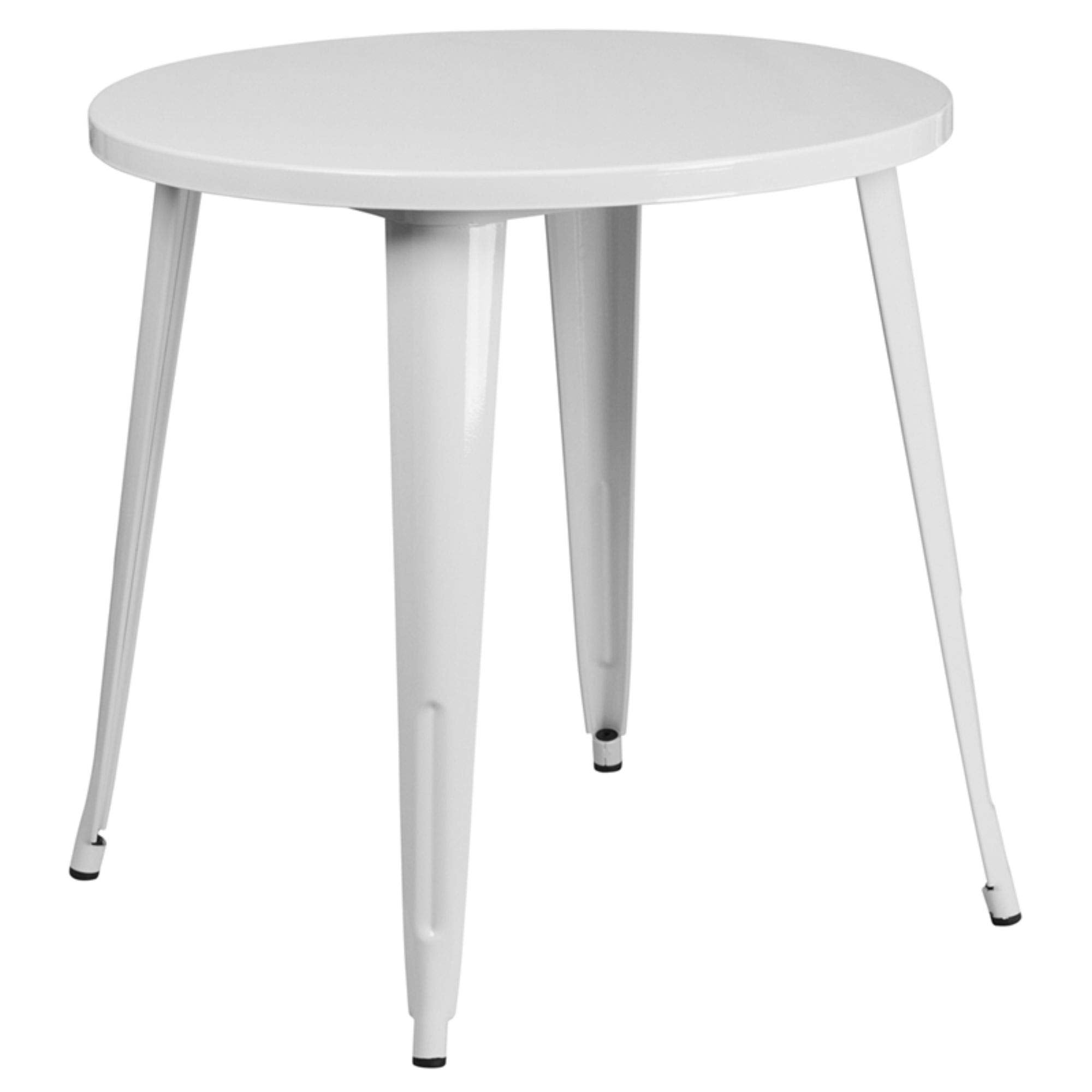 Flash Furniture Jeffrey Commercial Grade 30 Round White Metal Indoor-Outdoor Table