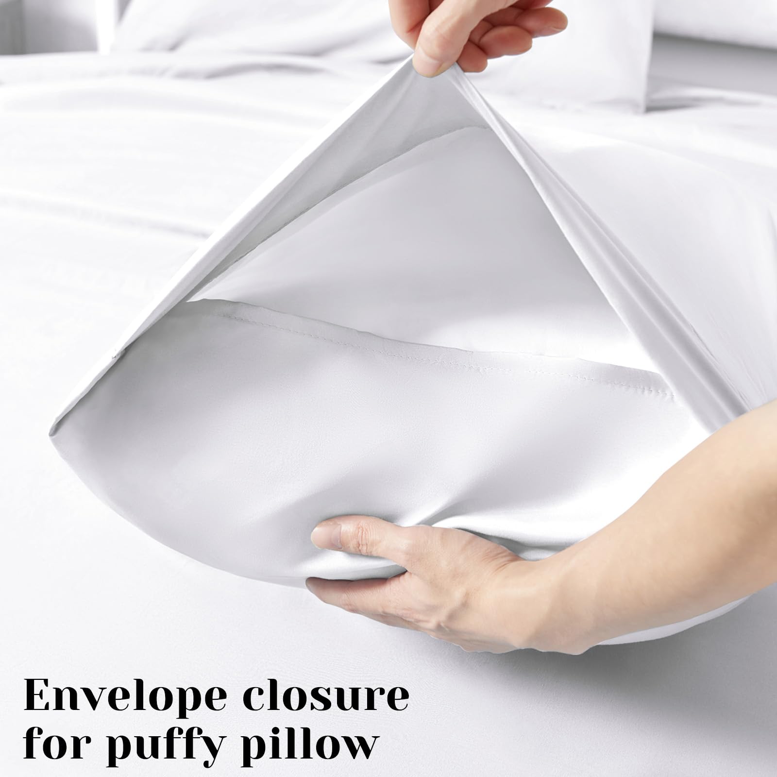 Bysure Hotel Luxury Bed Sheets Set 6 Piece(Full, White) - Super Soft 1800 Thread Count 100% Microfiber Sheets With Deep Pockets,