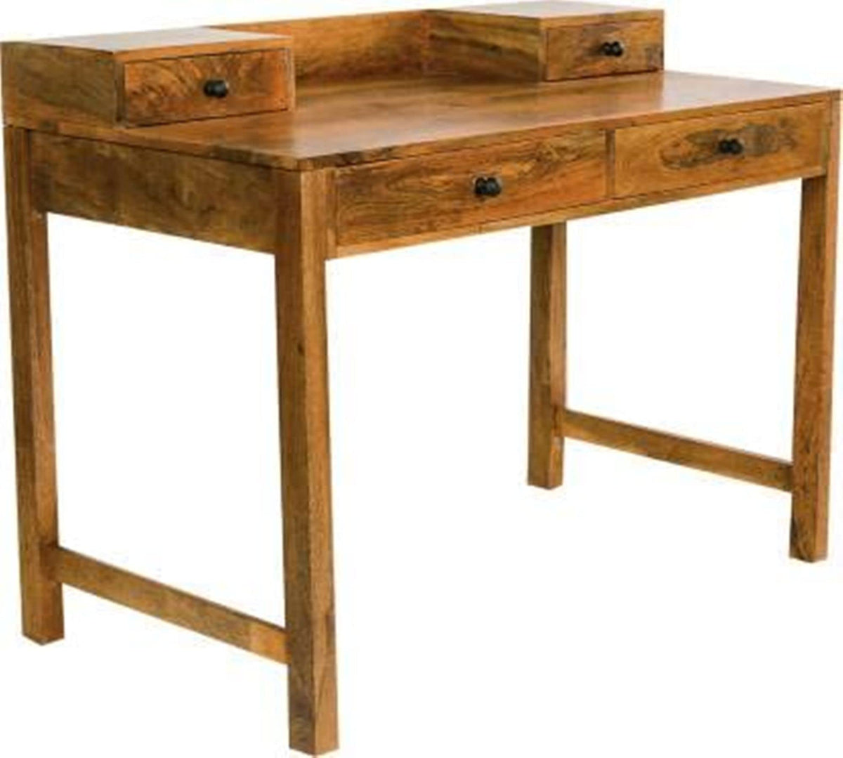 True Living Sheesham Wood Workstation Laptop Office Desk Writing Tables With 4 Drawer Storage For Study Room Home Wooden Furnitu