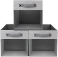 BLACKBOXES Foldable Square Storage Cube with Clear Window and Handle, Grey, Collapsible Organiser Bin (Pack of 3)