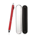 Smttw 4 In1 Multi-Function Refillable & Retractable Ballpoint Pen + 0.5Mm Mechanical Pencil, Fine Point, Red Metal Barrel, Black