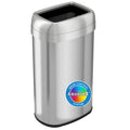 iTouchless 16 Gallon Open Top Kitchen Trash Can and Recycle Bin with Double Odor Filters, 61 Liter Stainless Steel Trashcan Comm