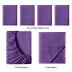 Bysure 6 Pieces Bed Sheets Set(King, Eggplant Purple) - Hotel Luxury Super Soft 1800 Thread Count 100% Microfiber Sheets With De