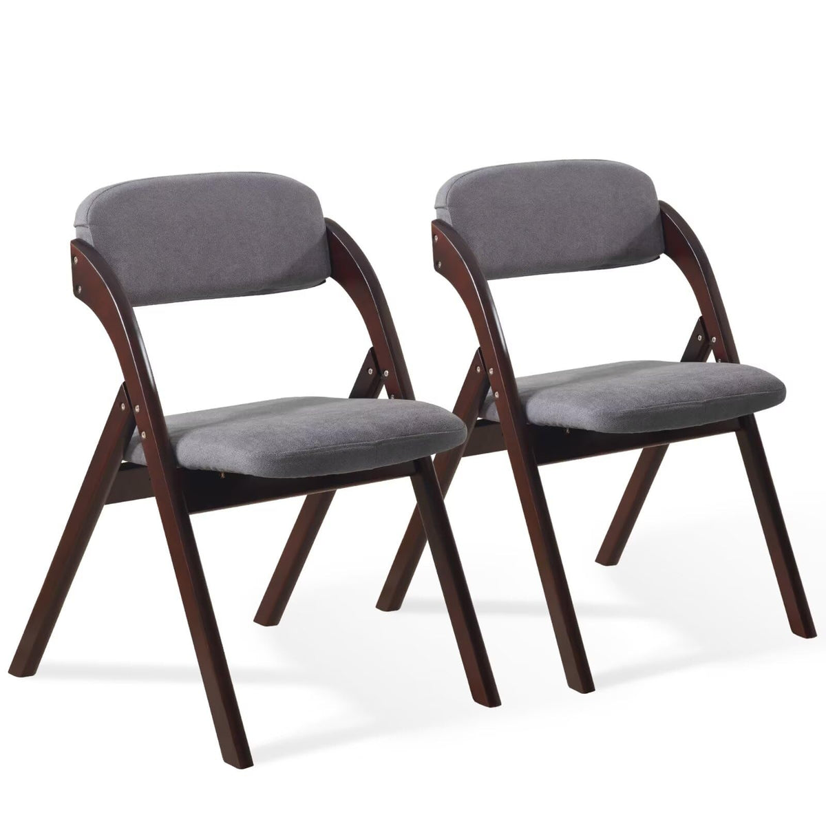 Yuuijoaa 2-Pack Folding Chairs With Cushion, Linen Padded Foldable Chairs, Walnut Wood Frame, Ideal For Indoor/Outdoor Use, Perf