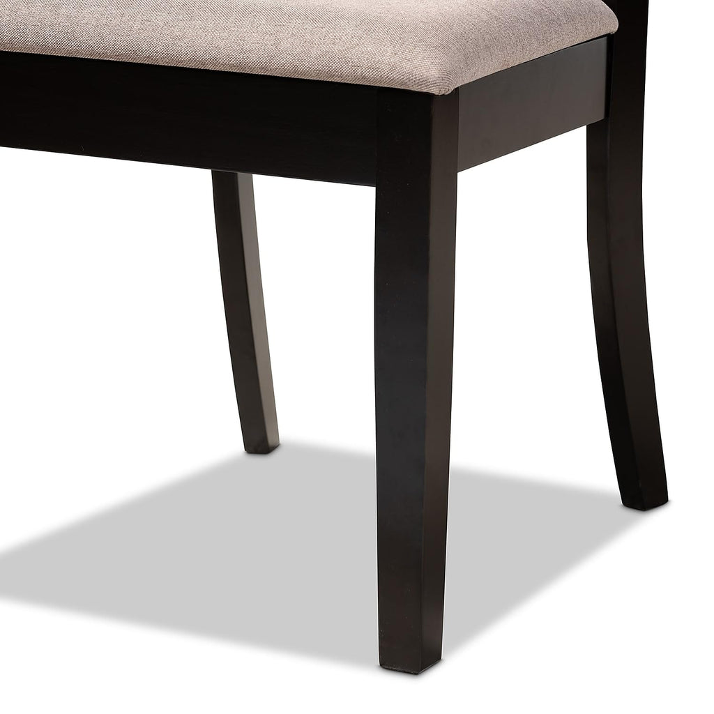 Baxton Studio Clarke Modern Fabric Dining Chair, Sand and Espresso Brown, 4/Set (166-10760-HiT)
