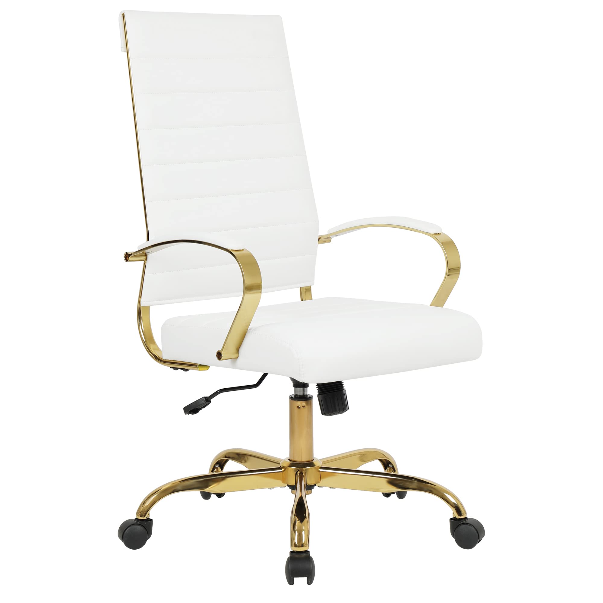 Landsun Home Office Chair High Back Executive Chair Ribbed Pu Leather Computer Desk Chair With Armrests Soft Padded Adjustable H
