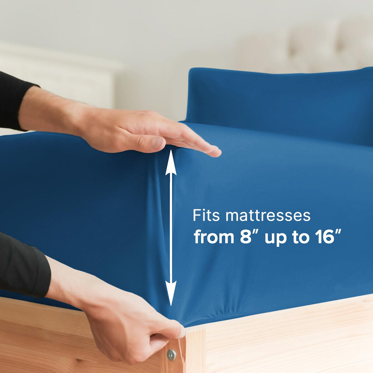 Twin Size Fitted Bed Sheet - Hotel Luxury Single Fitted Sheet Only - Fits Mattress Up To 16 - Extra Soft, Wrinkle Free, And Breathable Sheet - Bottom Fitted Sheet - Royal Blue Single Fitted Sheet Only