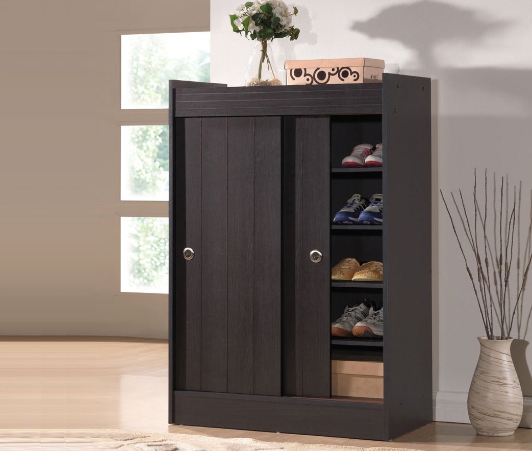 Baxton Studio Shoe-Rack Cabinet, Espresso