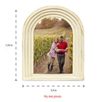 Isaac Jacobs 4X6 Vertical White With Gold, Arc Resin Picture Frame With Gradient Design, Decorative Photo Frame, Tabletop & Wall