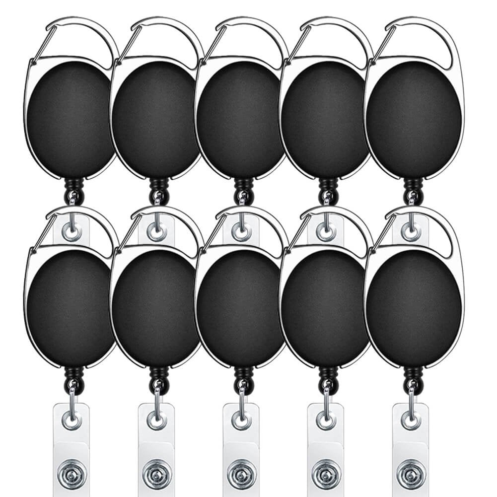 Selizo 10Pcs Retractable Badge Holders Retractable Id Badge Clips Badge Reels Retractable With Carabiner Reel Clip
