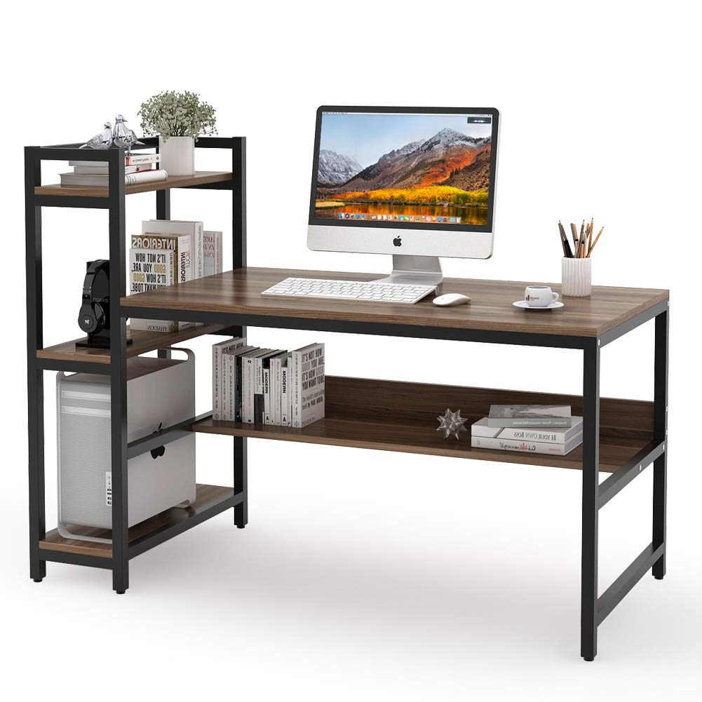 Tribesigns Computer Desk With 4Tier Storage Shelves, 60 Inch Modern Large Office Desk Computer
