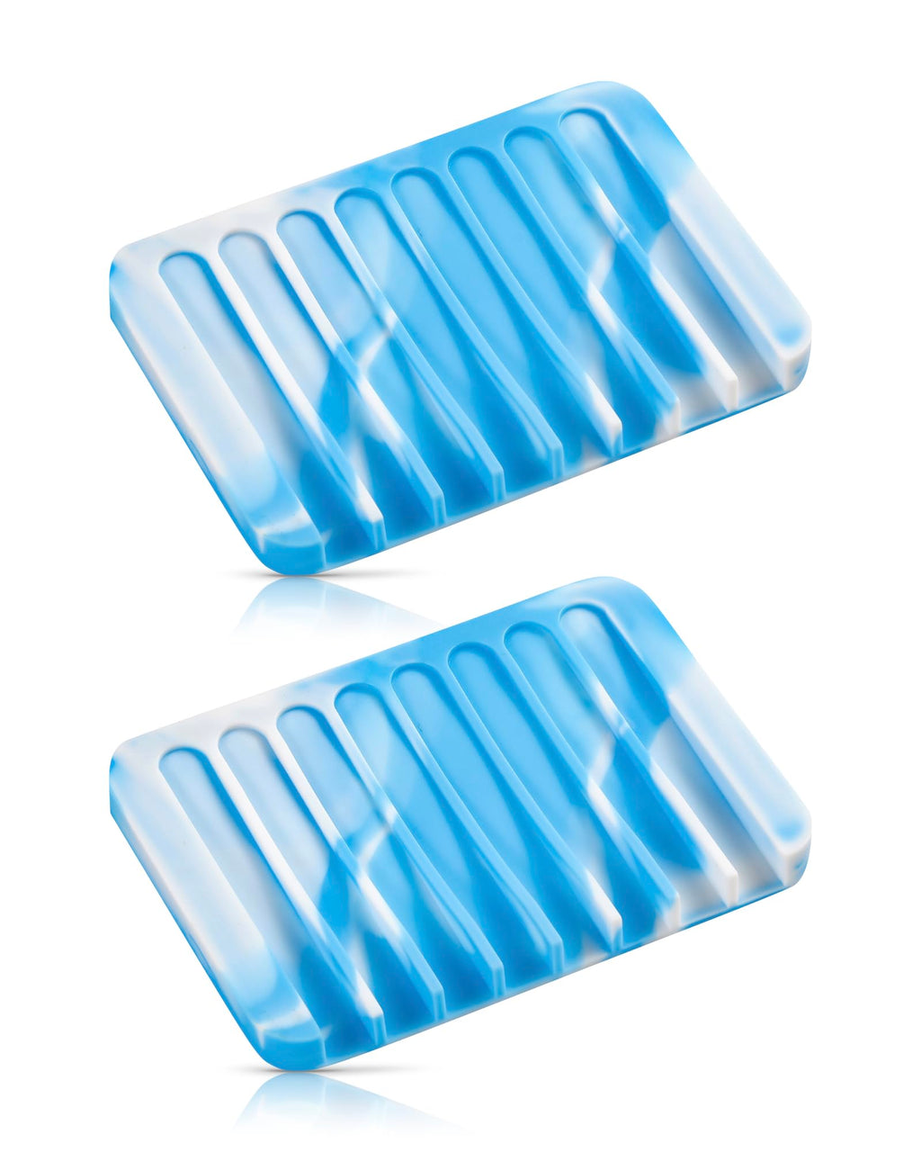 Jomeech Bathroom Soap Dish, Silicone Soap Holder for Bar Soap, Pack of 2 (Blue & White)