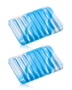 Jomeech Bathroom Soap Dish, Silicone Soap Holder for Bar Soap, Pack of 2 (Blue & White)