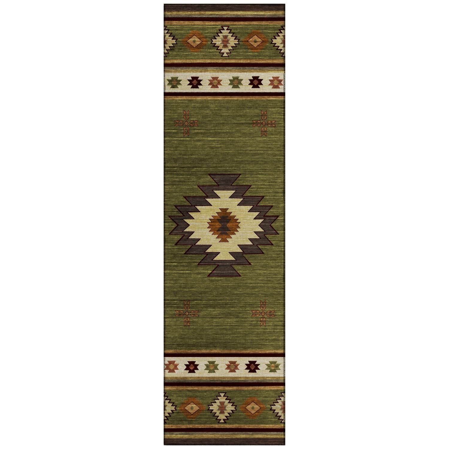 Phoenix Ph4 Green Southwestern Rug Runner 2' 3" X 7 ' 6"