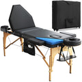 Luxton Home 3-Section Premium Memory Foam Massage Table with Rolling Travel Case - Easy Set Up (Black)