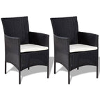 vidaXL Black Poly Rattan 4-Piece Patio Lounge Set with Cream White Cushions and Coffee Table - Weather-Resistant Outdoor Furniture Set