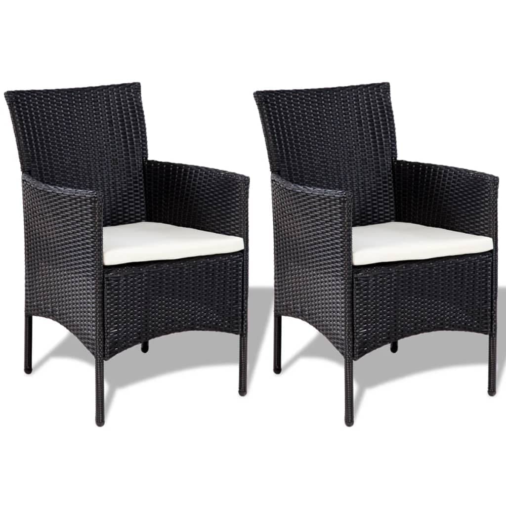 vidaXL Black Poly Rattan 4-Piece Patio Lounge Set with Cream White Cushions and Coffee Table - Weather-Resistant Outdoor Furniture Set