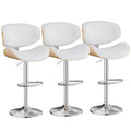 Aowos Bar Stools Set of 3, Adjustable Swivel Leather Bar Stools for Kitchen Island, Mid Century Modern Counter Height Bar Chairs