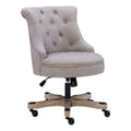Linon Sinclair Wood Upholstered Office Chair in Light Gray