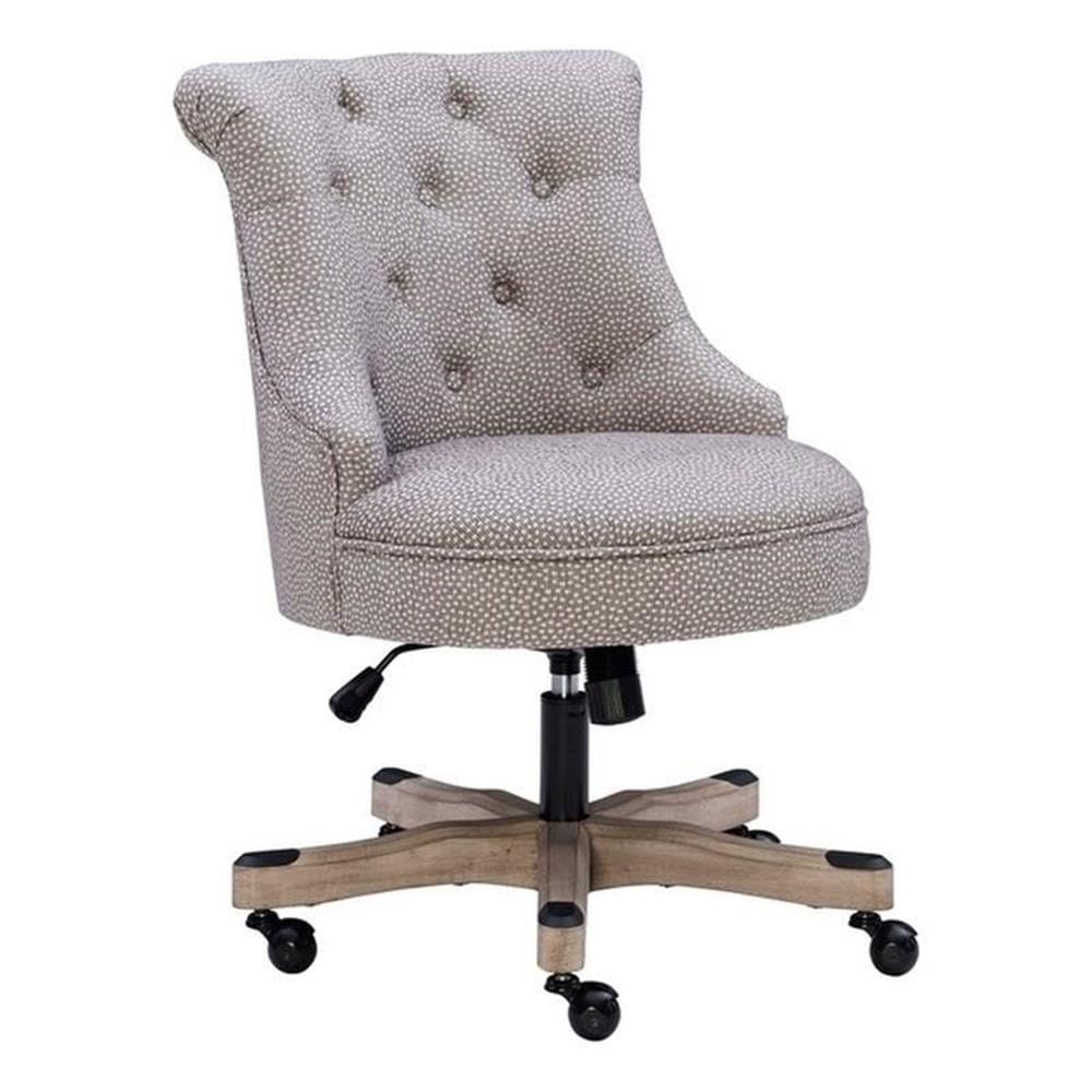 Linon Sinclair Wood Upholstered Office Chair in Light Gray