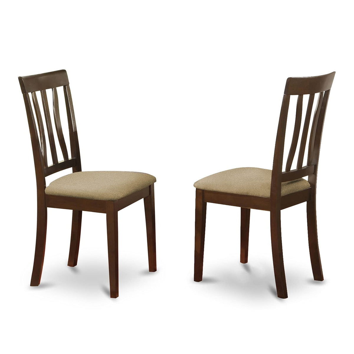East West Furniture ANC-CAP-W Antique Dining Room Chairs - Slat Back Wooden Seat Chairs, Set of 2, Cappuccino