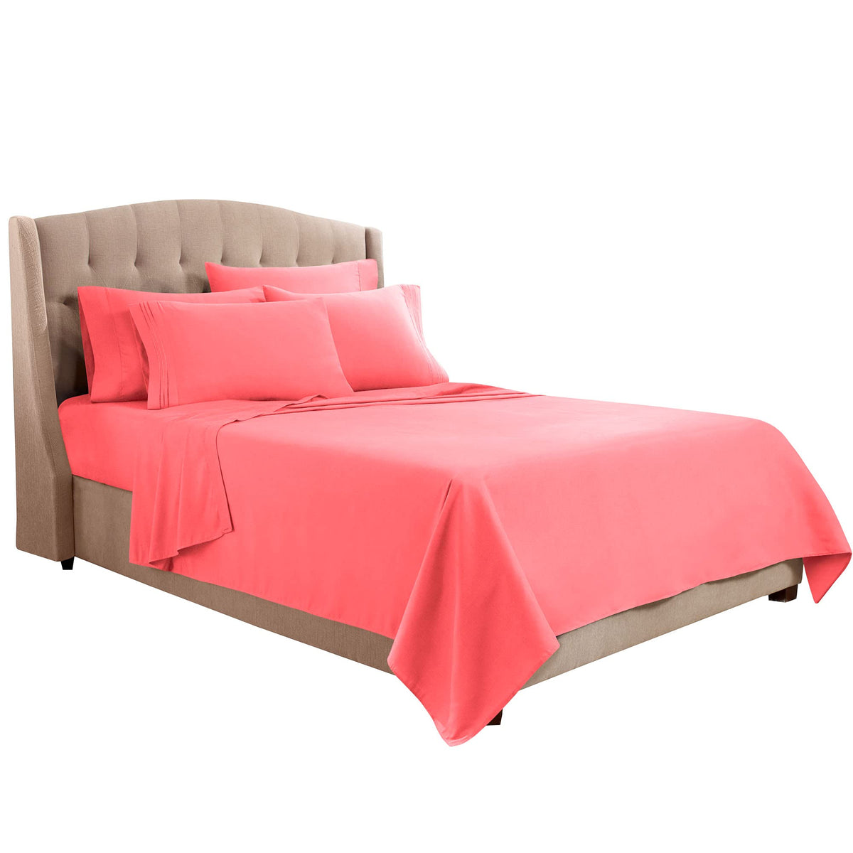 Clara Clark Twin Xl Sheets, 5 Piece Set - Hotel Luxury Sheets For Twin Xl Size Bed, Super Soft Bedding Sheets & Pillowcases, Twin Xl Size Sheets, Coral Pink