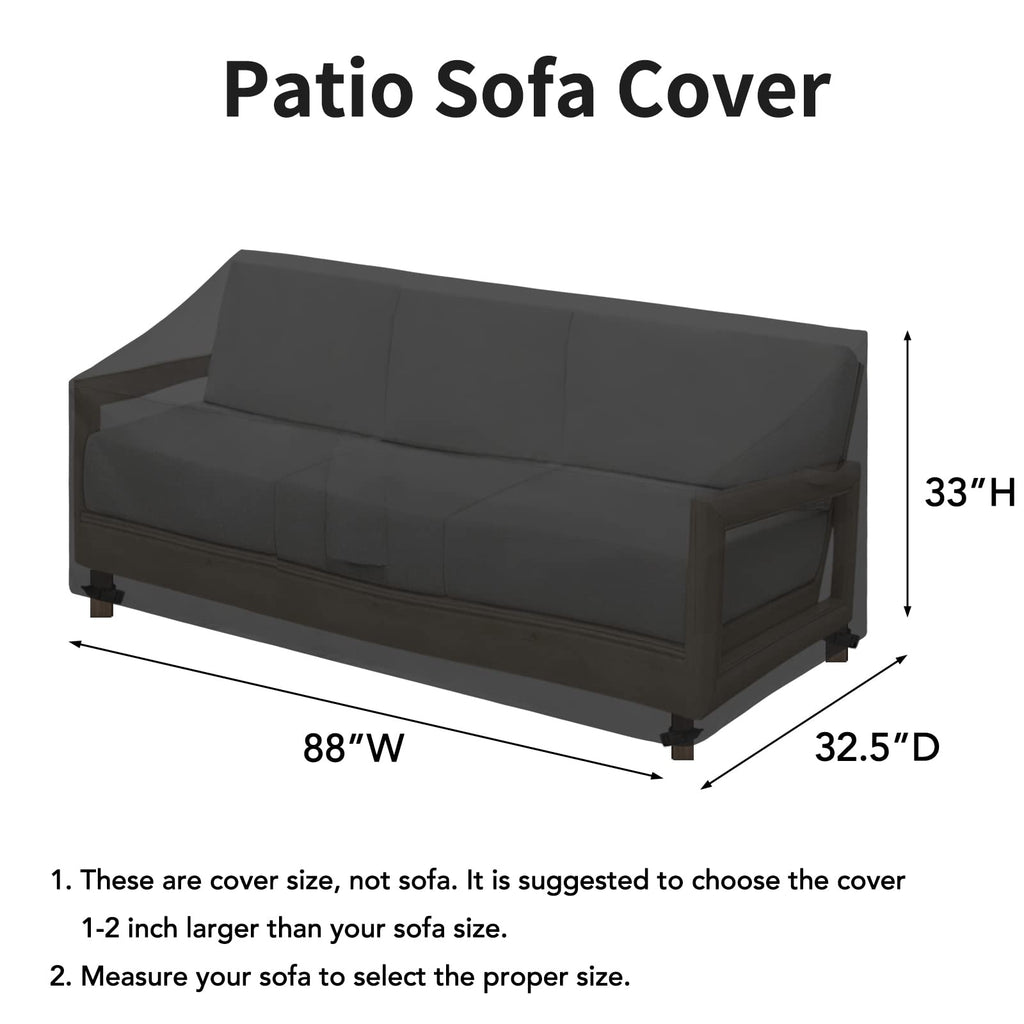 Easy-Going Waterproof Patio Sofa Cover Uv Resistant 3 Seater Outdoor Sofa Cover Weatherproof Lawn Patio Furniture Cover With Tape Sealed Seam (88Wx32.5Dx33H Inch, Black)
