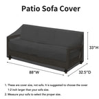 Easy-Going Waterproof Patio Sofa Cover Uv Resistant 3 Seater Outdoor Sofa Cover Weatherproof Lawn Patio Furniture Cover With Tape Sealed Seam (88Wx32.5Dx33H Inch, Black)